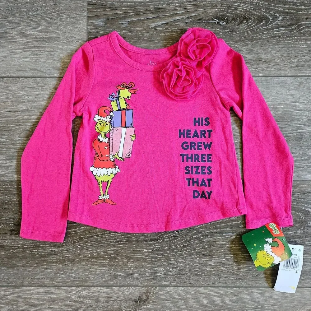 Dr Seuss Toddler The Grinch Girls Outfit 3T NWT Top & Tulle ruffled Skirt